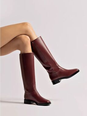 Larroude Women's Tall Riding Boots - Burgundy